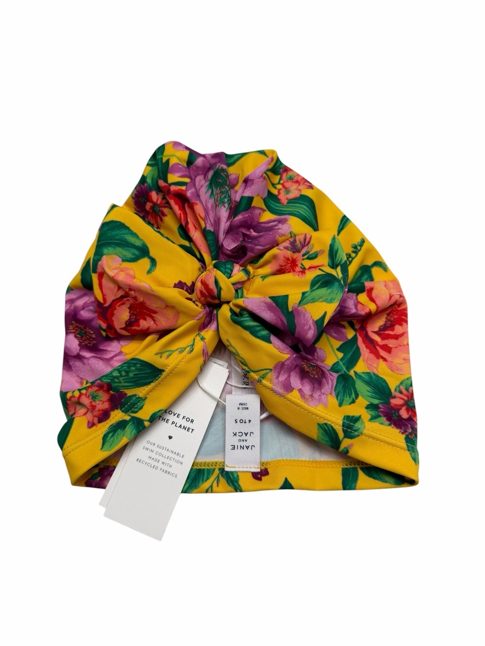 Janie and Jack Yellow Floral Twist Swim Cap
